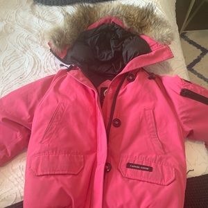 Womens Canada Goose Bomber jacket in pink.